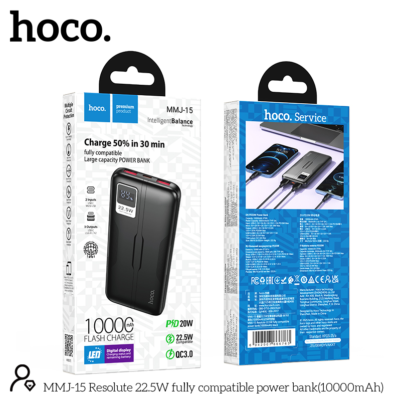 Hoco MMJ15 Resolute 22.5W 10000mAh Fast Charging Power Bank - Image 6