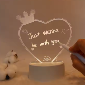 3D LED Love Note USB Message Board with Pen – Acrylic Night Light Gi