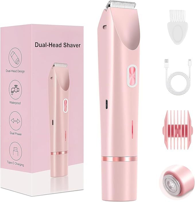 TechnovA BD Waterproof Rechargeable Womens Electric Hair Remover Dual-Head Full-Body Shaver Wet/Dry Compatible Washable ABS Material - Image 6