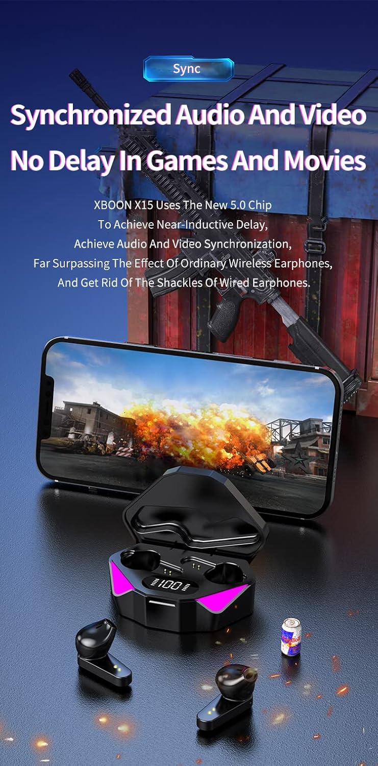 X15 TWS Wireless Earphone 5.3 bluetooth Headphone 65ms Low Latency Earbud Esport Gaming Headset Gamer - Image 9