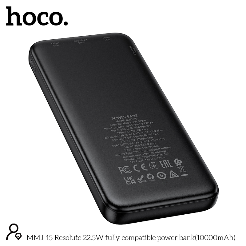 Hoco MMJ15 Resolute 22.5W 10000mAh Fast Charging Power Bank - Image 2